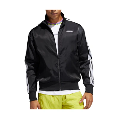 adidas Originals Retro Black Track Jacket with Logo and Stripes GN3847