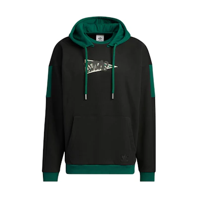 adidas Originals Retro Colorblock Logo Hoodie Black Long Sleeve Pullover HY7221