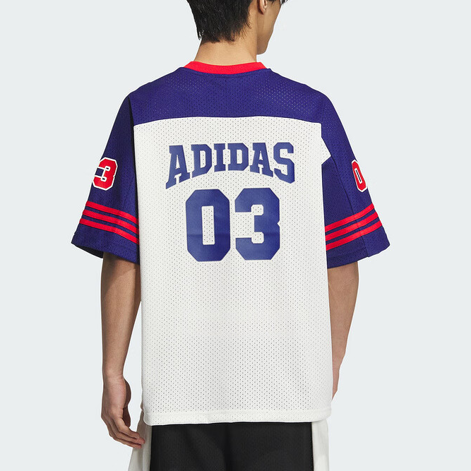 Shop adidas Originals 復古拼接條紋T恤 藍白配色 男女款 JC6801-1