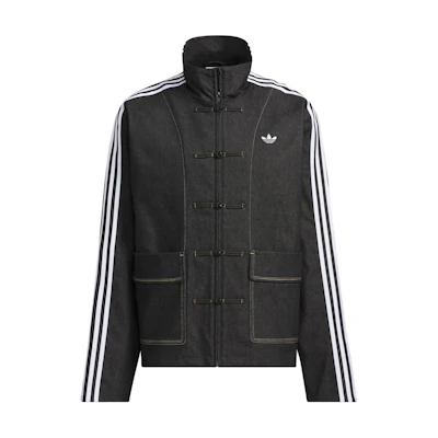 adidas Originals Retro Denim Track Jacket Black Unisex Stylish Comfortable Striped JW1969