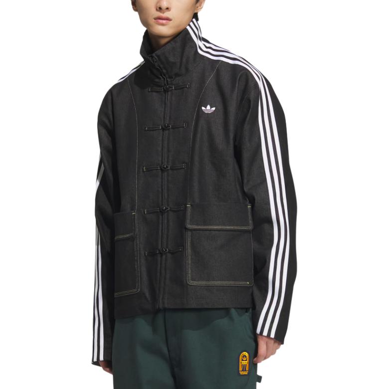 Lookbook adidas Originals Retro Denim Track Jacket Hitam Unisex Stylish Nyaman Bergaris JW1969
