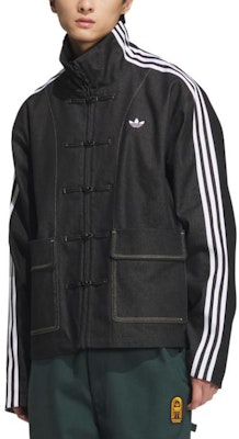adidas Originals Retro Denim Track Jacket Black Unisex Stylish Comfortable Striped JW1969 Lookbook adidas Originals Retro Denim Track Jacket Black Unisex Stylish Comfortable Striped JW1969