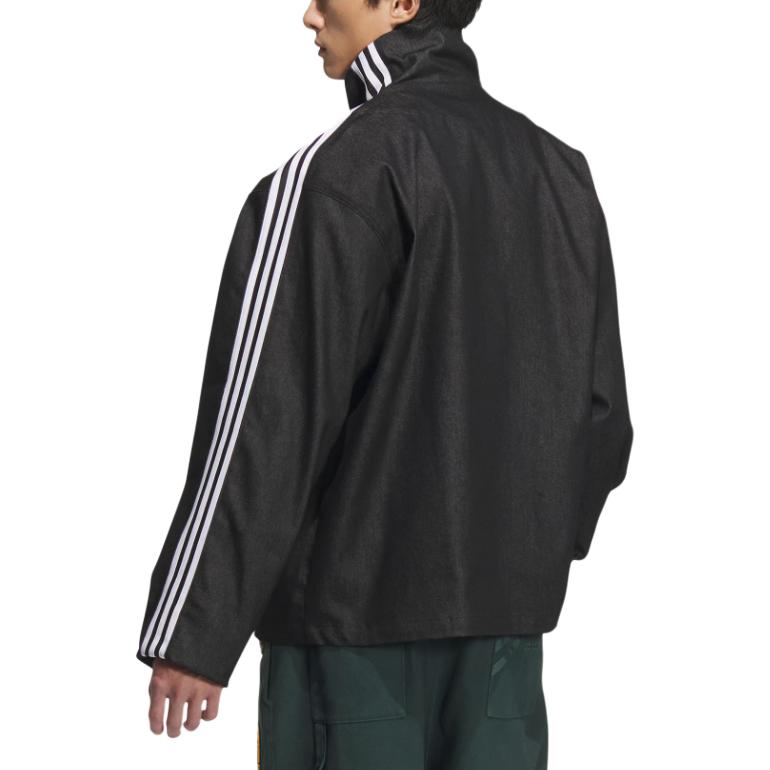 Shop adidas Originals Retro Denim Track Jacket Hitam Unisex Stylish Nyaman Bergaris JW1969