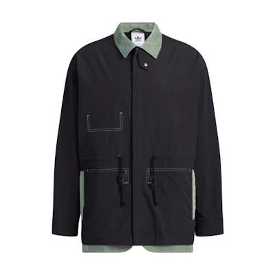 adidas Originals Retro Embroidered Logo Button-Up Jacket Black HY7239