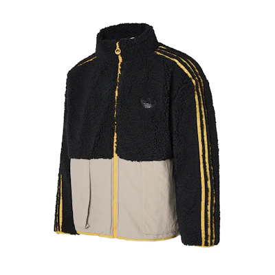 adidas Originals Retro Embroidered Logo Fleece Track Jacket Black Unisex HY1376
