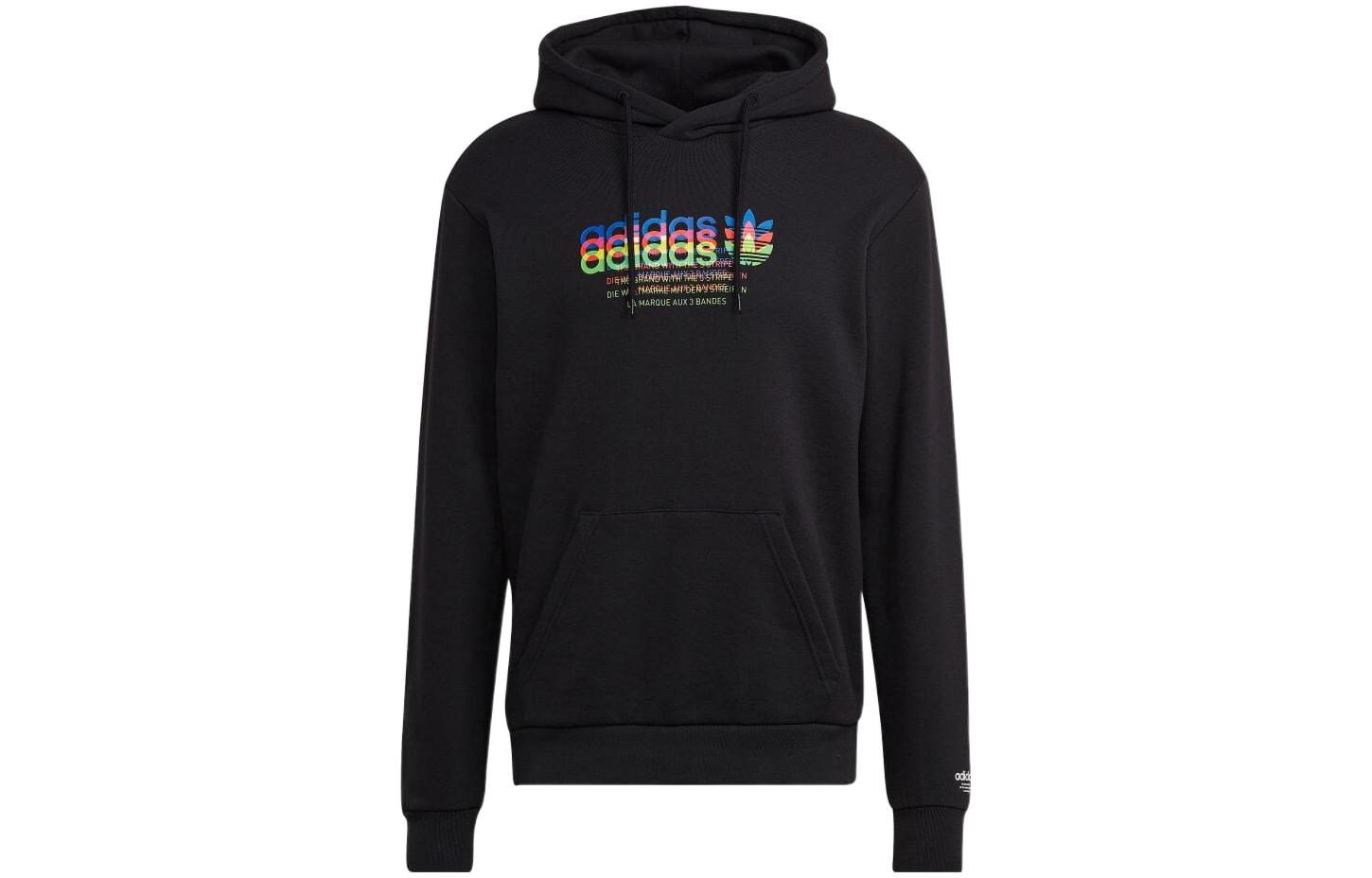 adidas Originals Retro Letter Logo Pullover Hoodie Black () HK5150