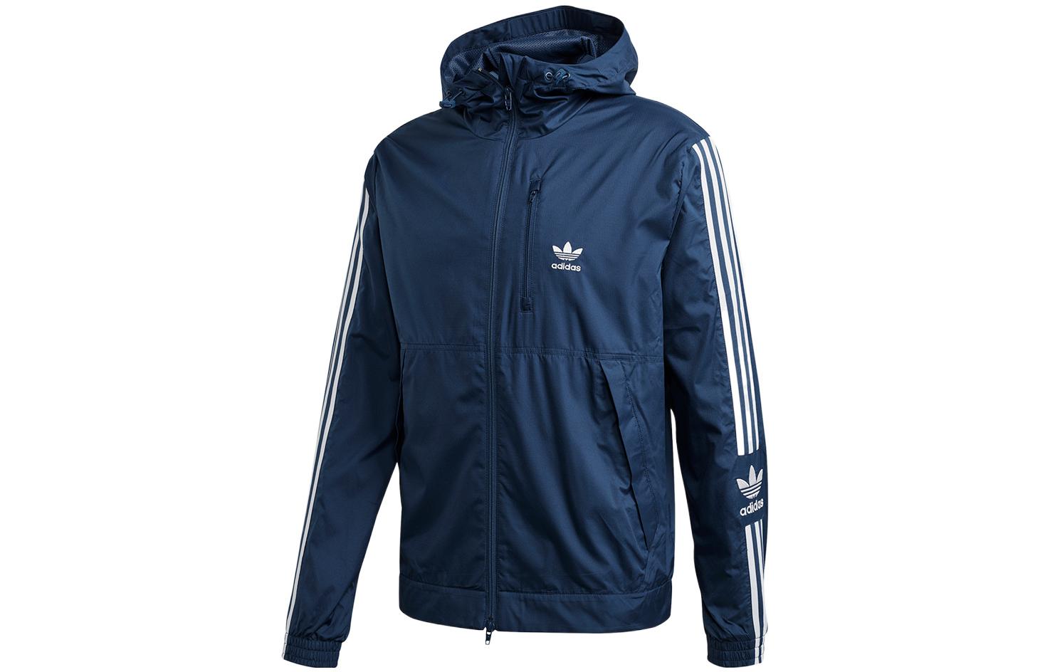 adidas Originals Retro Logo Zip-Up Hoodie Jacket Navy Blue - FM3817