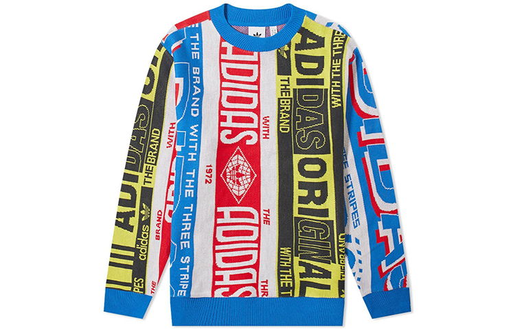 adidas Originals Retro Patchwork Pullover Knit Sweatshirt Men’s Multicolor ED6138