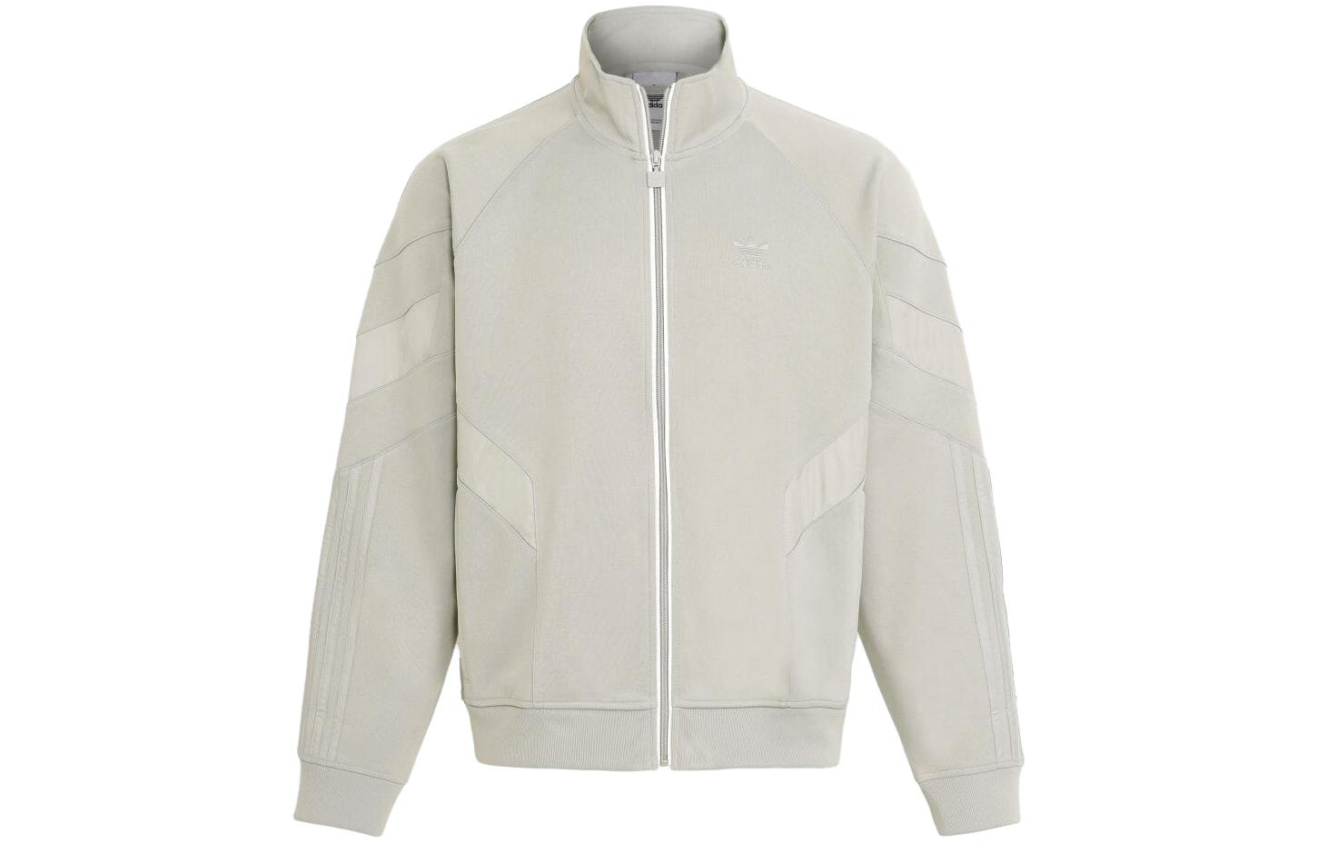 adidas Originals Retro Stripe Embroidered Logo Track Jacket Gray HK7367