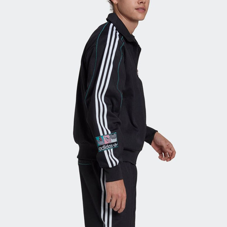Purchase adidas Originals 復古條紋刺繡LOGO運動外套 黑色 男女款 国际版 HS2628