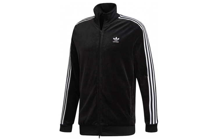adidas Originals Retro Track Jacket Black - Trefoil Logo and Stripes DX3626