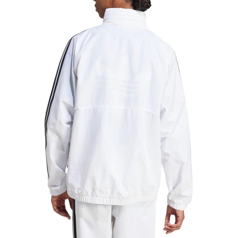 Shop adidas Originals 復古白色拉鍊運動外套 三色條紋款 JF8737