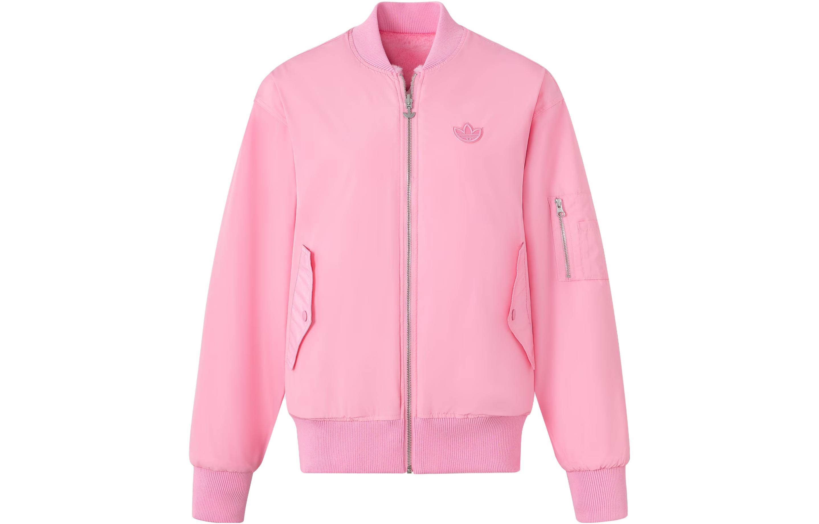 adidas Originals REV FUR Reversible Bomber Jacket Pink for Men JE6122