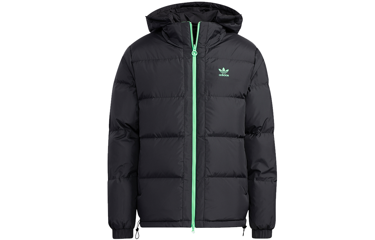 Lookbook adidas Originals Reversible Down Jacket Winter Black Hooded Parka Coat. H66015