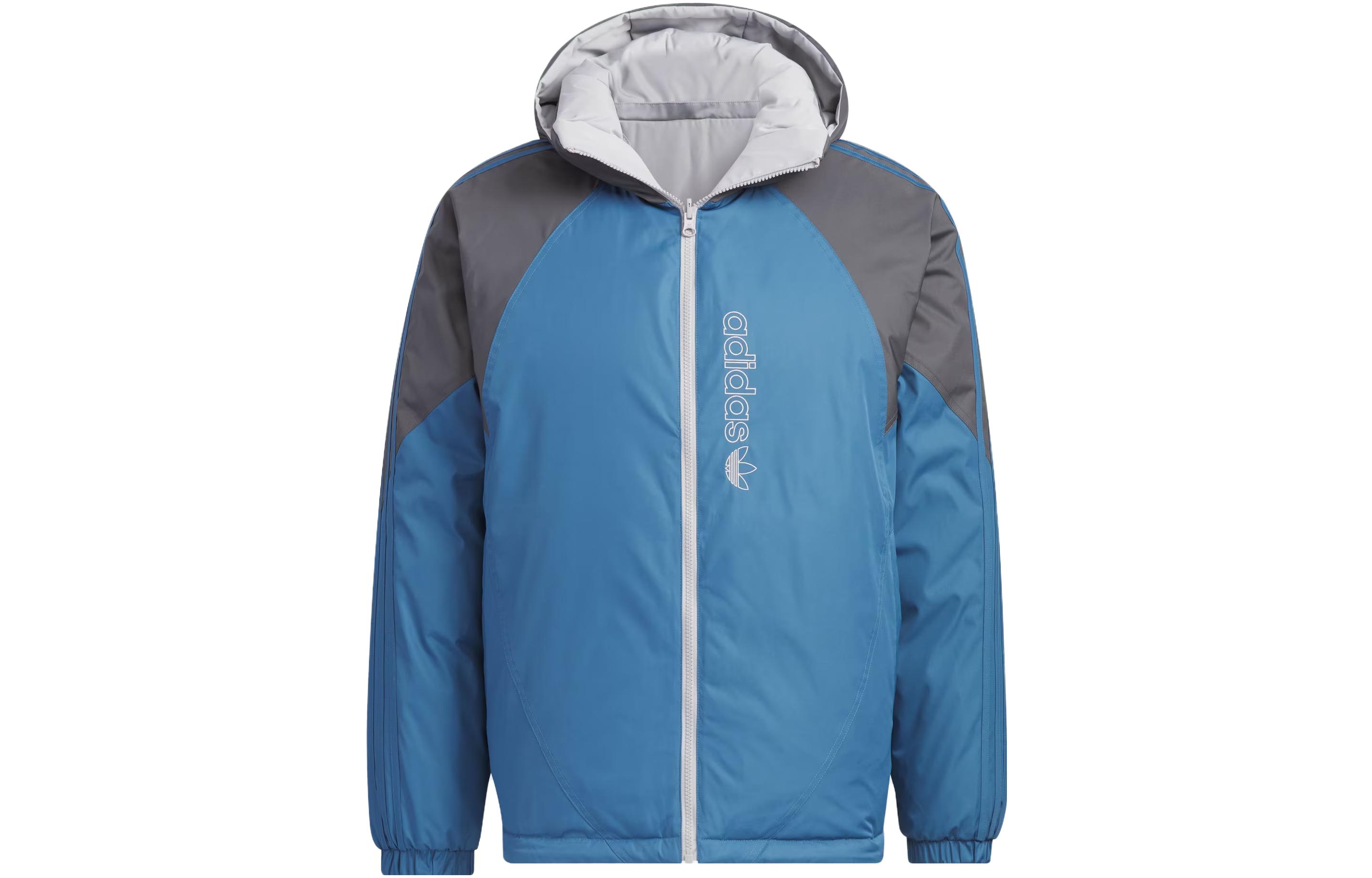 adidas Originals Reversible Down Jacket with Detachable Hood Blue/White Men. IU4828