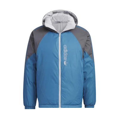 adidas Originals Reversible Down Jacket with Detachable Hood Blue/White Men. IU4828