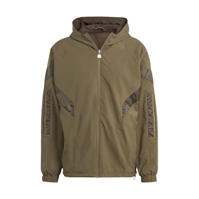 adidas Originals Reversible Retro College-Style Hoodie Jacket Olive Green Mens HR8592