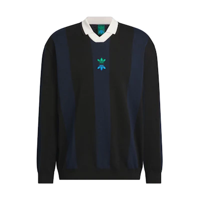 adidas Originals Rolling Links SS24 Black V-Neck Polo Sweatshirt IT0142