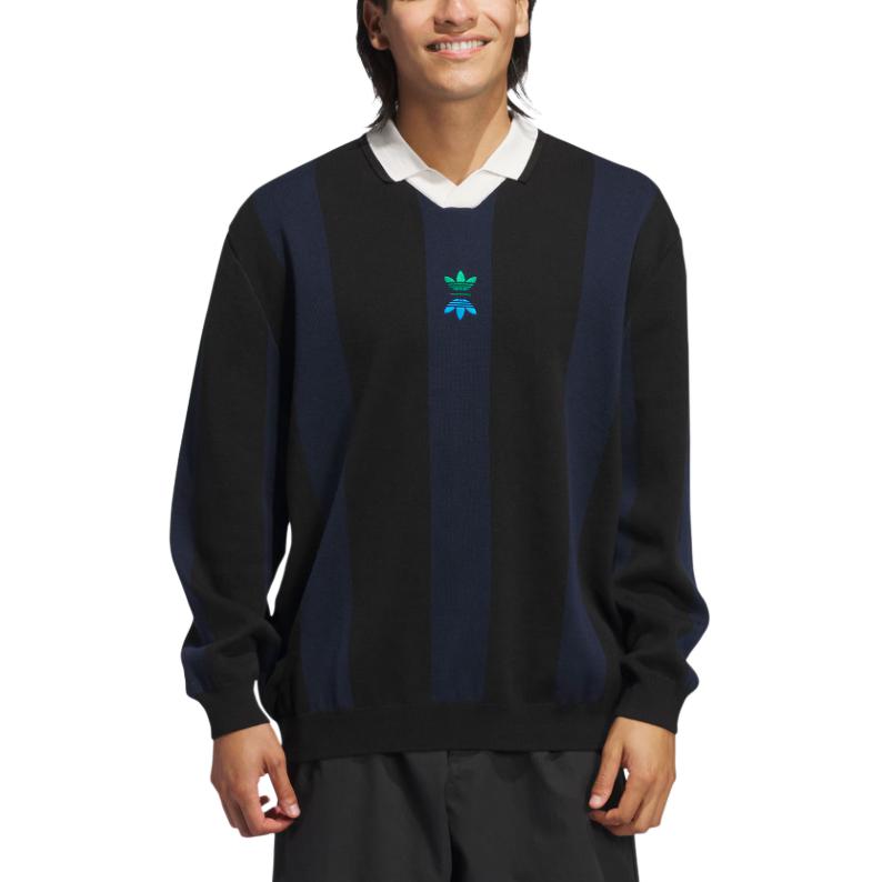 Shop 아디다스 오리지널 롤링 링크스 SS24 블랙 V넥 폴로 스웨트셔츠 IT0142