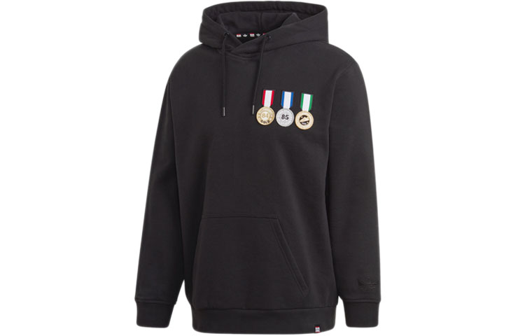 adidas Originals Run DMC Printed Medal Hoodie Black Men’s Casual Sportswear GT1762