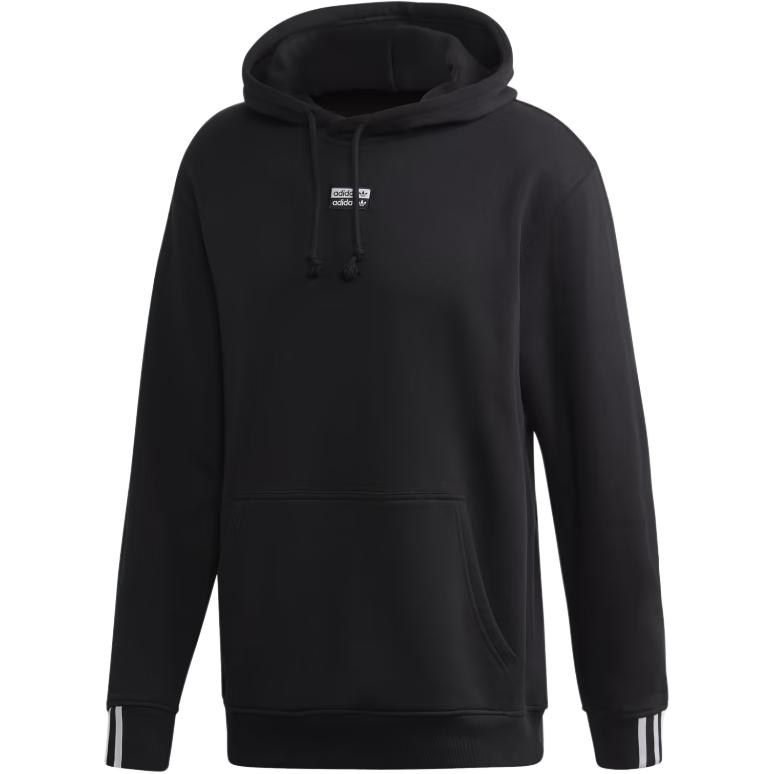 adidas Originals RYV Hoodie Black Striped Cuffs Drawstring Pullover FM2266