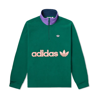 adidas Originals Samstag Half Zip Fleece Sweatshirt Jacket Green () EI6362