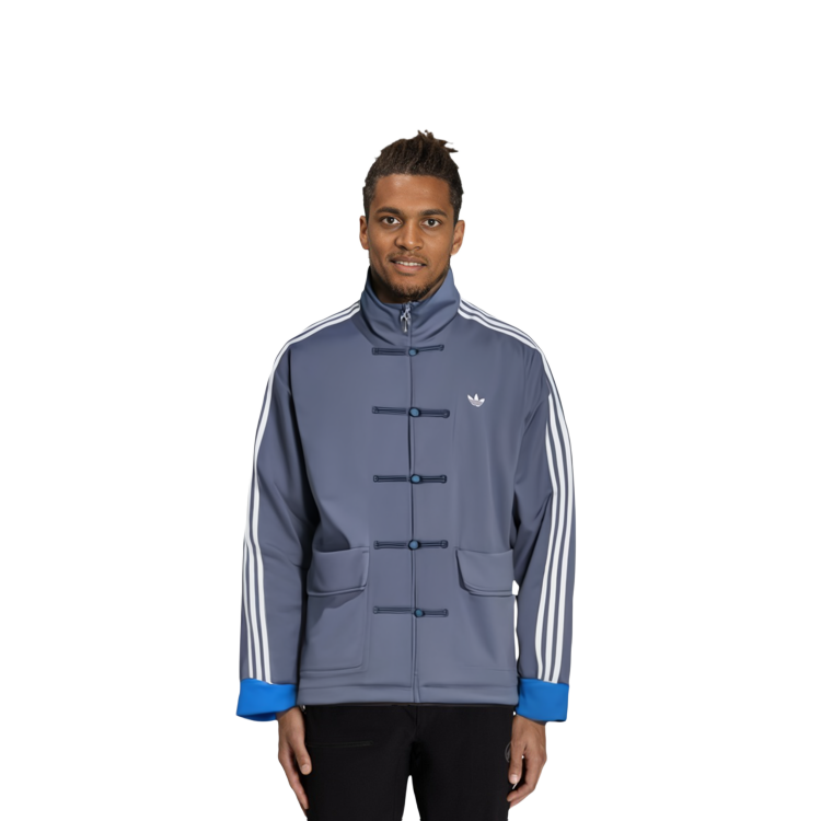 Details for 阿迪达斯三叶草中式立领缎面夹克 深蓝色 男女同款 JC9262
