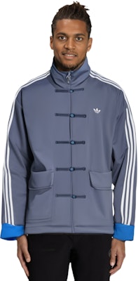 阿迪达斯三叶草中式立领缎面夹克 深蓝色 男女同款 JC9262 Details for 阿迪达斯三叶草中式立领缎面夹克 深蓝色 男女同款 JC9262