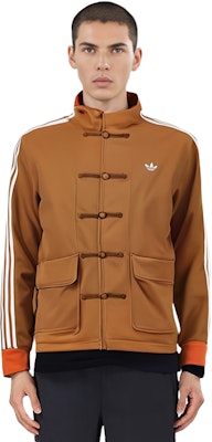 Chaqueta Unisex adidas Originals SS24 Retro Marrón Raya Cuello Mandarín Satinado. JD3379 Cheap Chaqueta Unisex adidas Originals SS24 Retro Marrón Raya Cuello Mandarín Satinado. JD3379