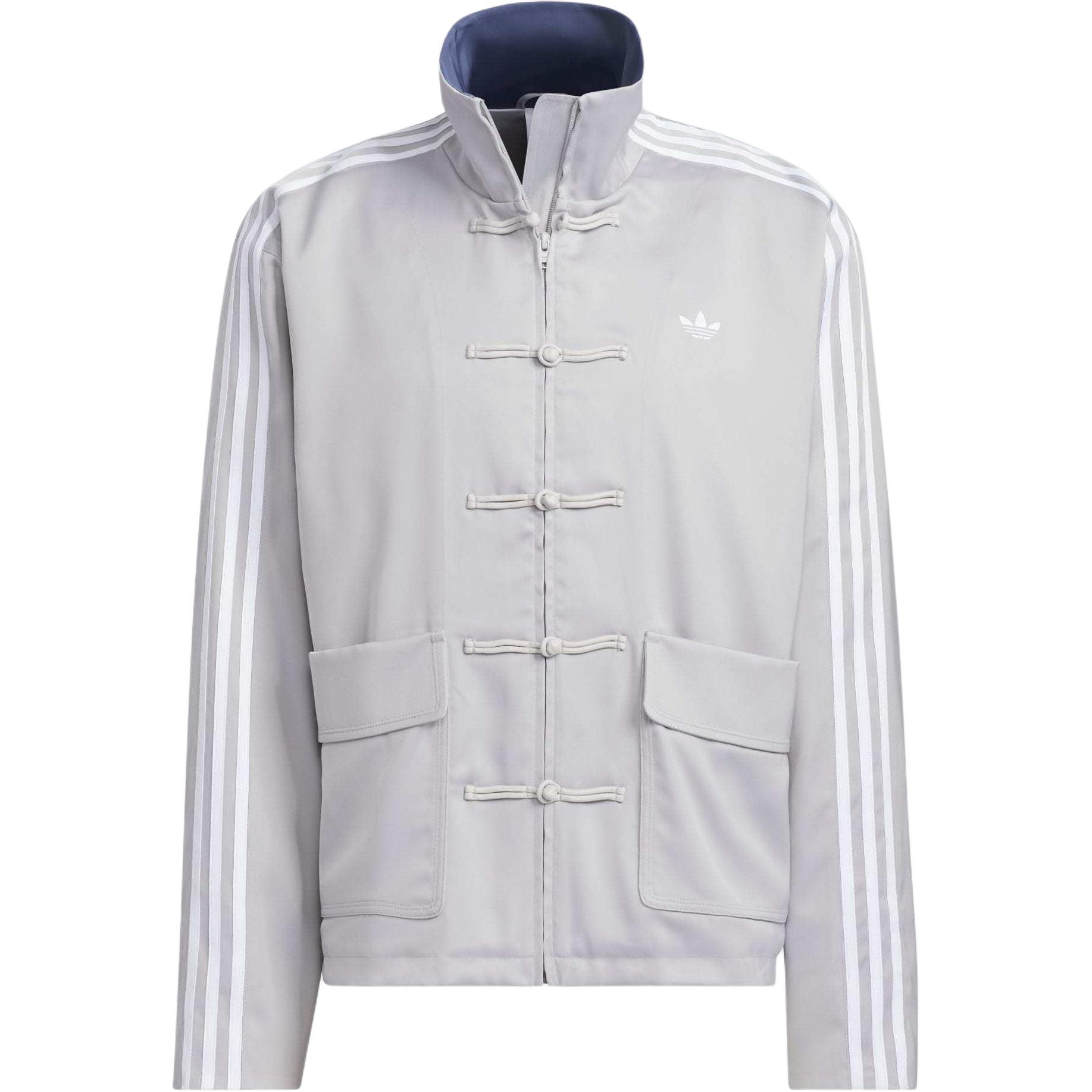 adidas Originals Satin Track Jacket Chinese Style Embroidery Grey Unisex JV9256