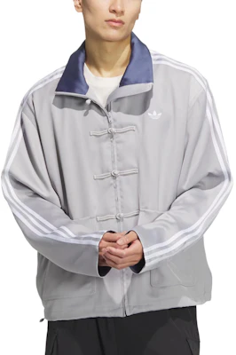 아디다스 오리지널 새틴 트랙 재킷 중국풍 자수 그레이 유니섹스 JV9256 Lookbook 아디다스 오리지널 새틴 트랙 재킷 중국풍 자수 그레이 유니섹스 JV9256