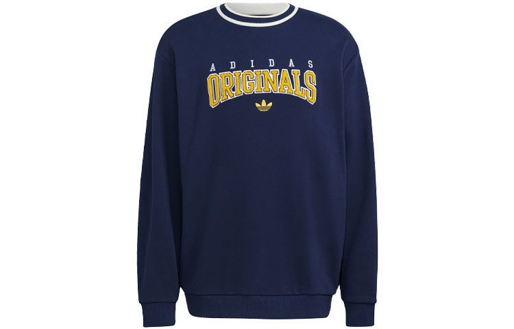 Order adidas Originals 復古徽標長袖刷毛套頭衫 深藍色 HF9224