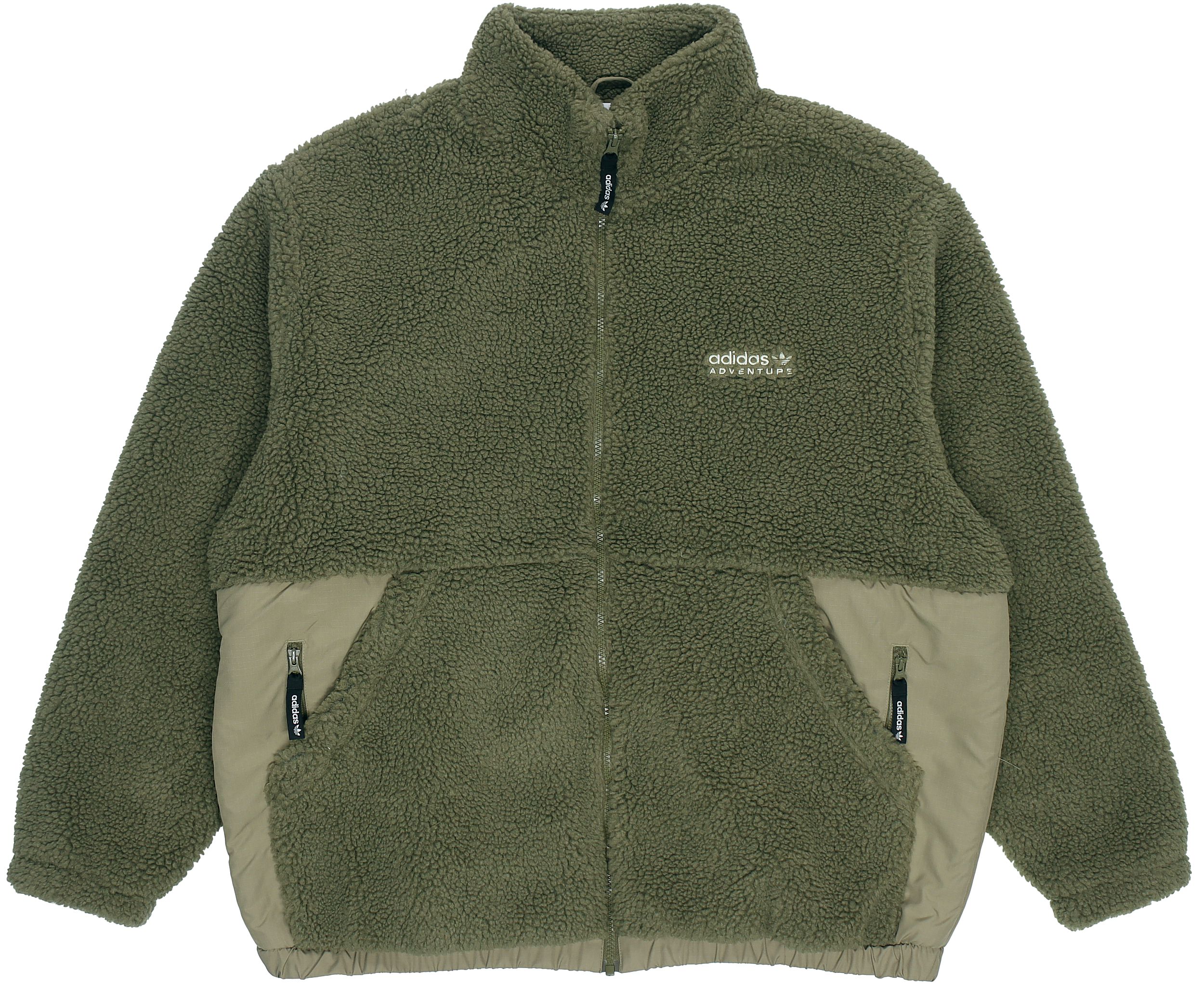 adidas Originals Sherpa ADV Outdoor Logo Fleece Jacket Green -  HC0365