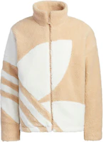 adidas Originals Sherpa Track Jacket Brown Unisex with Striped Logo & Zip-Up Design HR3487 adidas Originals Sherpa Track Jacket Brown Unisex with Striped Logo & Zip-Up Design HR3487