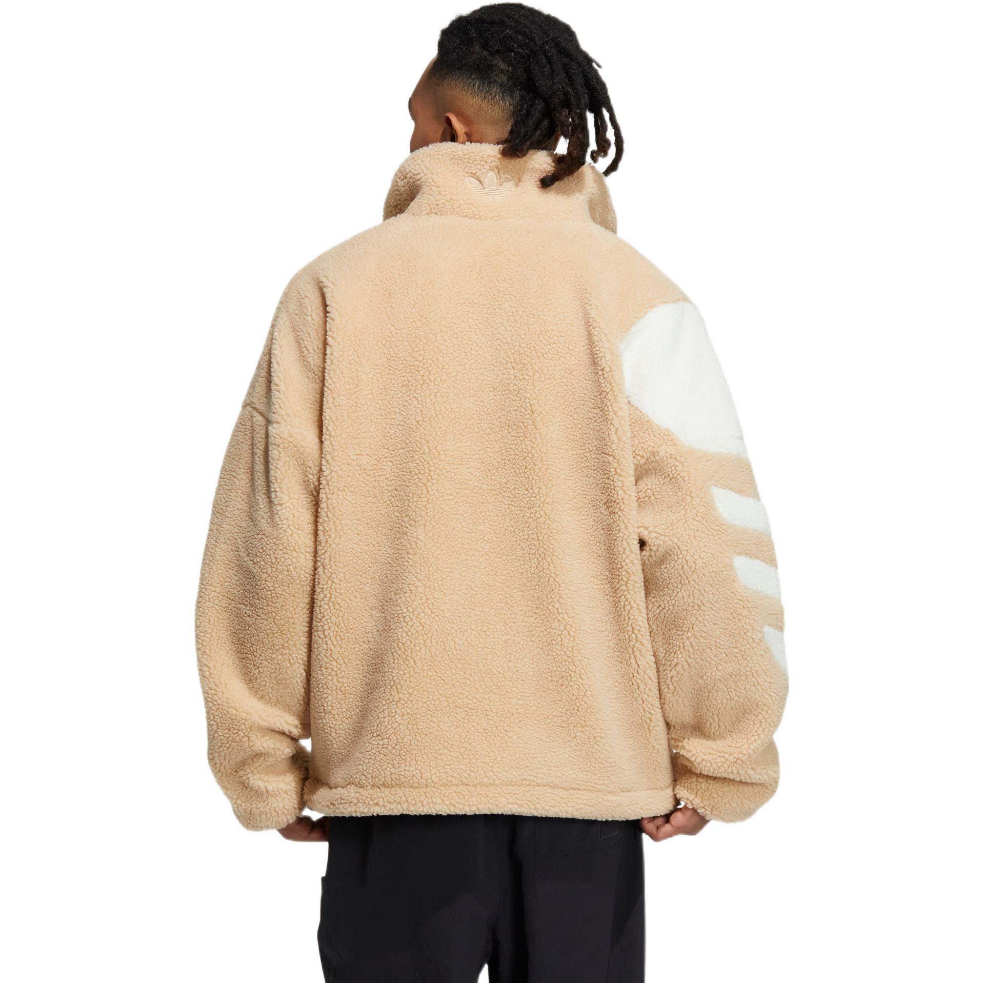 Shop 아디다스 오리지널스 브라운 셰르파 트랙 재킷 유니섹스 스트라이프 로고 집업 HR3487