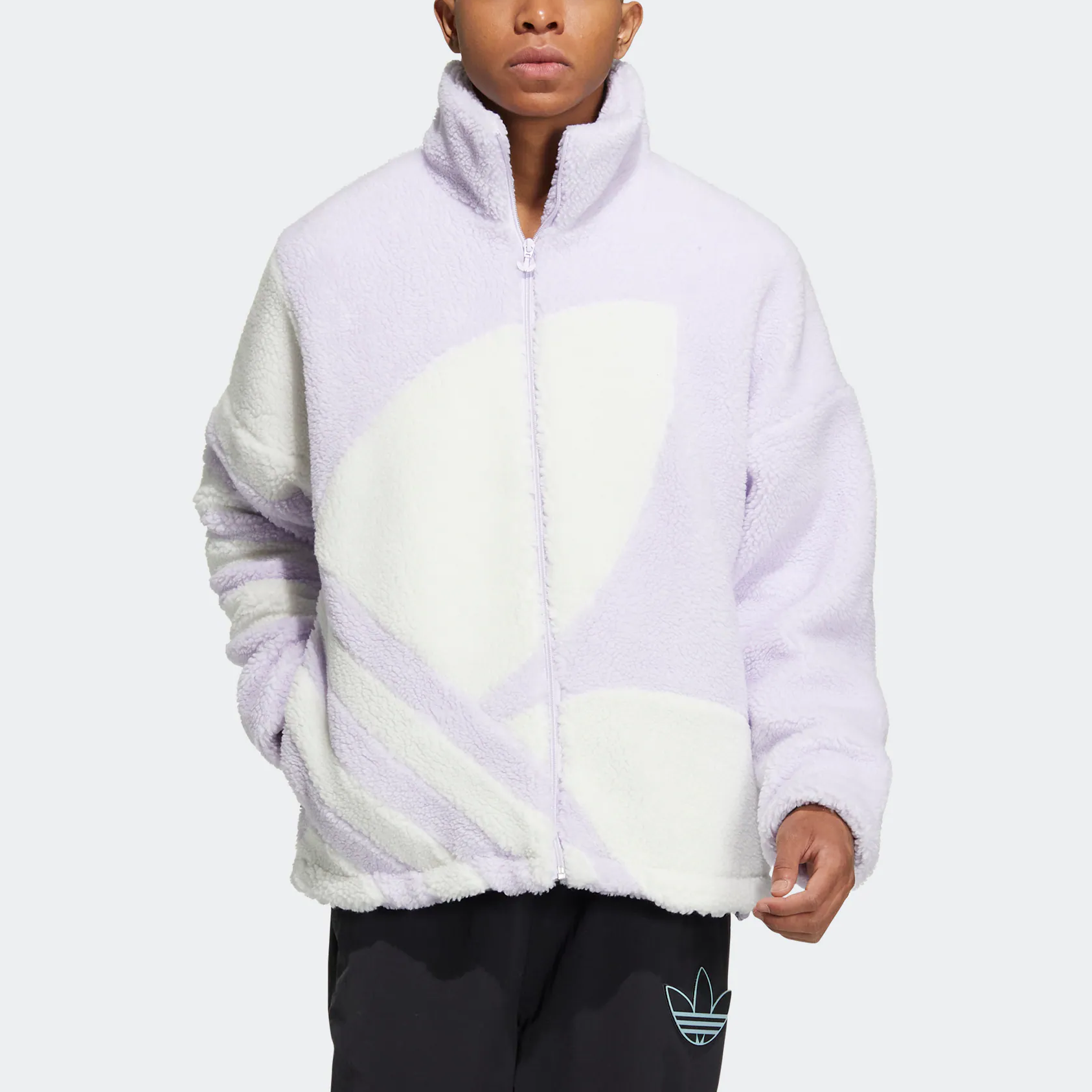 adidas Originals Sherpa Track Retro Colorblock Zip Jacket Purple Unisex HR3488 圖 3