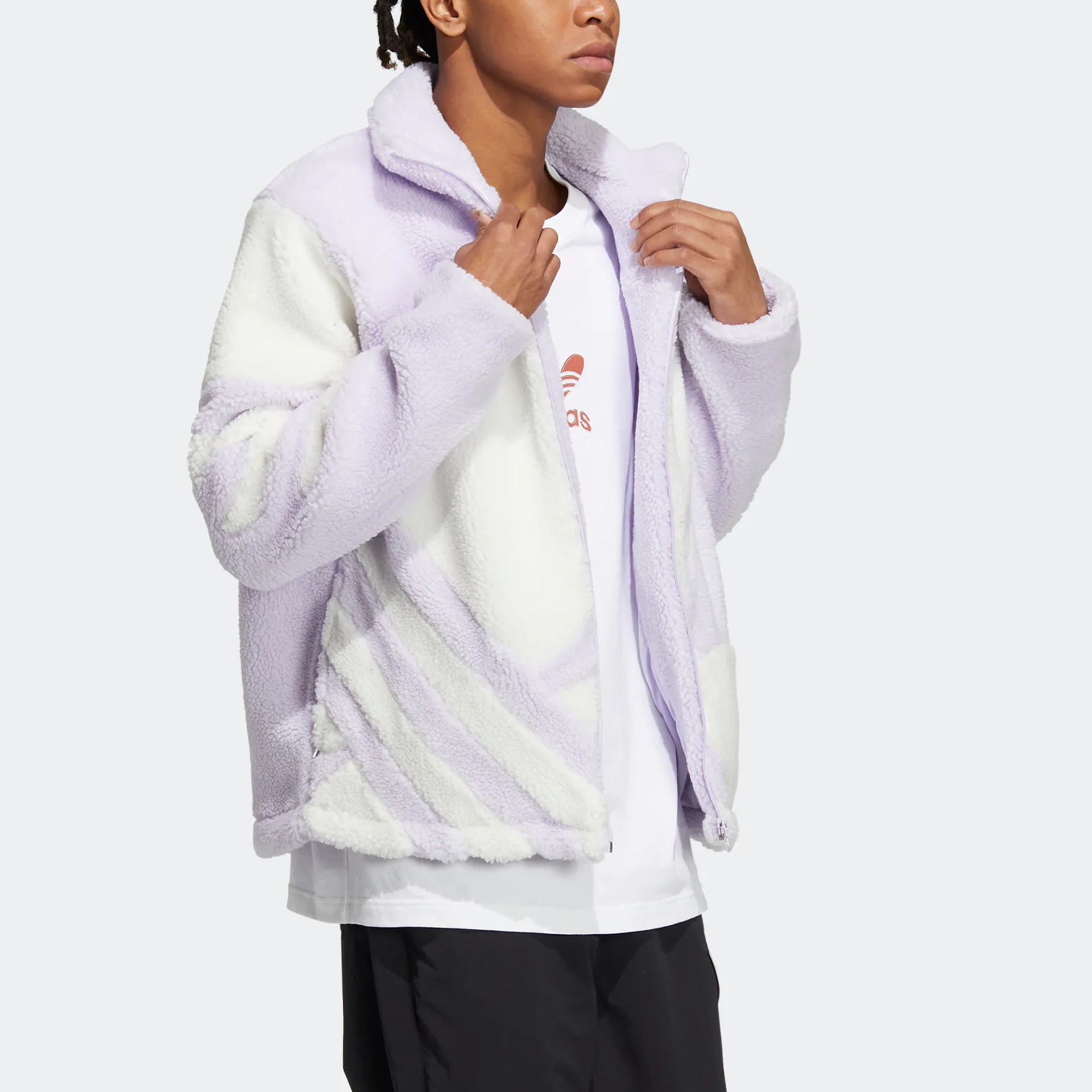 adidas Originals Sherpa Track Retro Colorblock Zip Jacket Purple Unisex HR3488 圖 5