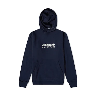 adidas Originals Solid Blue Hoodie with Embroidered Logo for Men HK5004