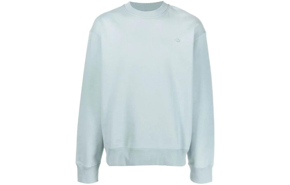 adidas Originals Solid Color Logo Embroidered Pullover Sweatshirt Blue (Men) HC4527