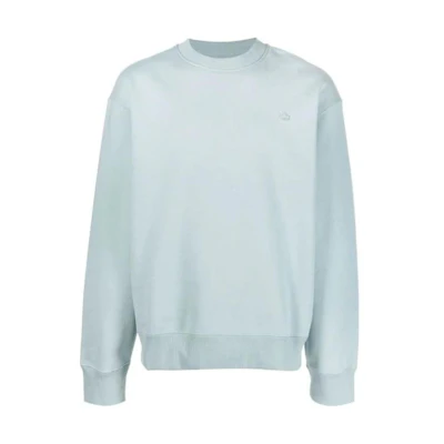 adidas Originals Solid Color Logo Embroidered Pullover Sweatshirt Blue (Men) HC4527