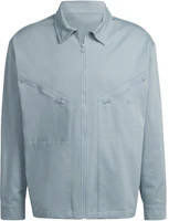 adidas Originals Solid Color Polo Collar Jacket Light Grey HC4539 adidas Originals Solid Color Polo Collar Jacket Light Grey HC4539