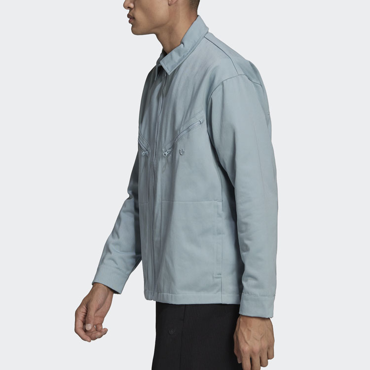 Shop 아디다스 오리지널스 솔리드 컬러 폴로 칼라 재킷 라이트 그레이 HC4539