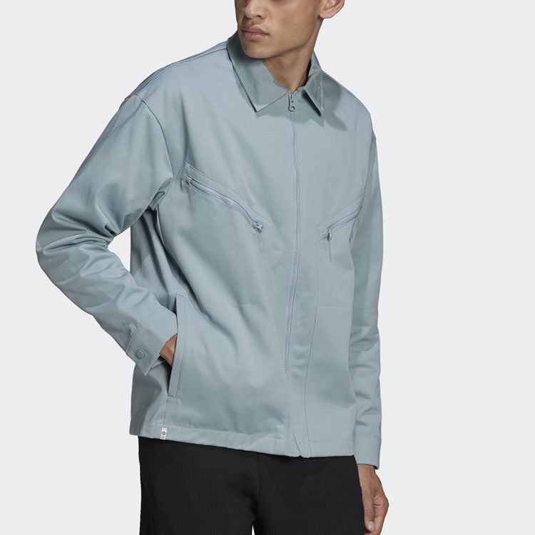 Purchase 아디다스 오리지널스 솔리드 컬러 폴로 칼라 재킷 라이트 그레이 HC4539