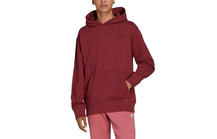 adidas Originals Solid Color Relaxed Hoodie Dark Red HA9295