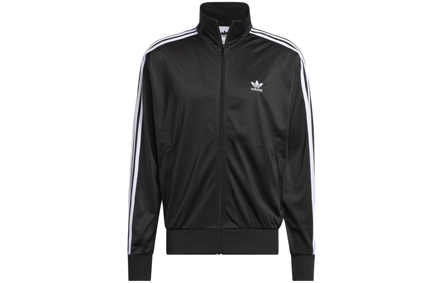 adidas Originals Solid Color Stripe Track Jacket Black IJ7058