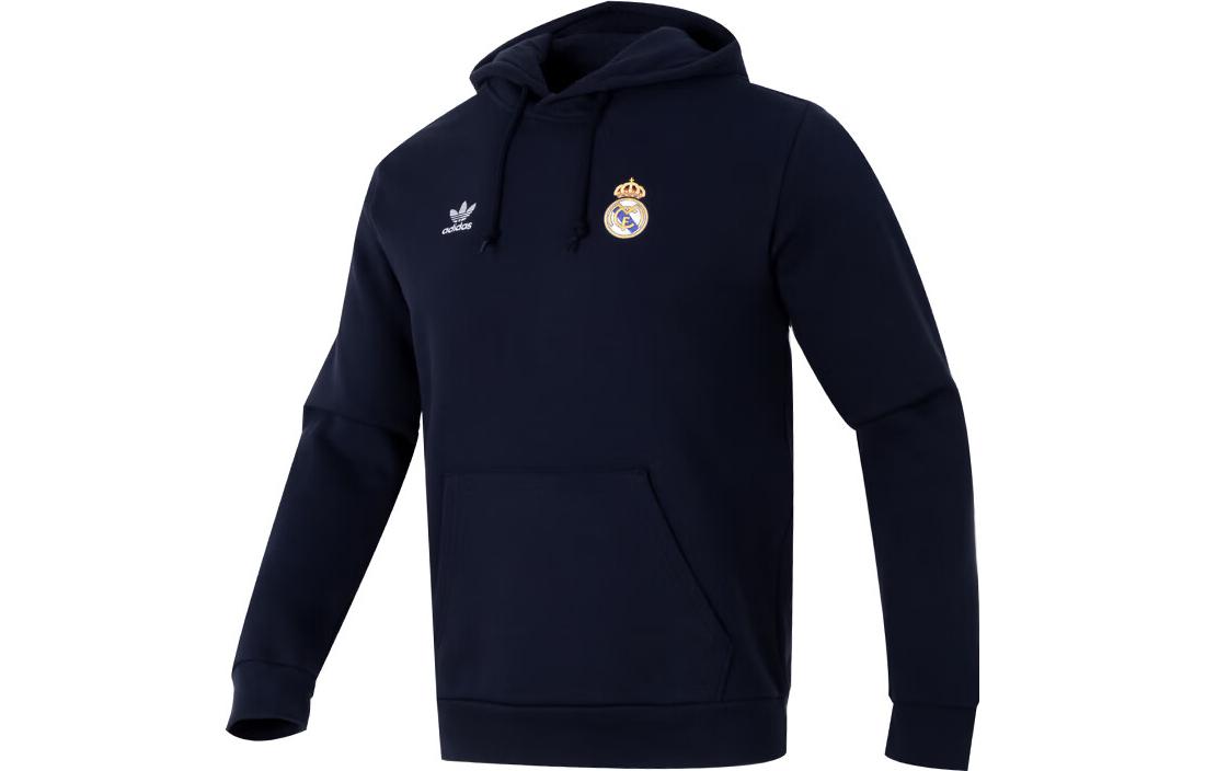 adidas Originals Solid Logo Hoodie Navy Blue Running Training Sweatshirt IL1025
