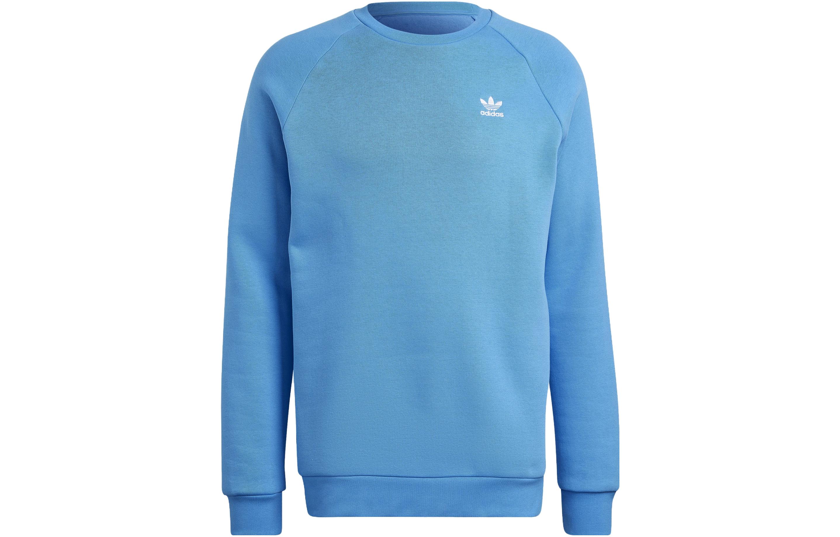 adidas Originals Solid Logo Print Crewneck Sweatshirt Blue HJ7992