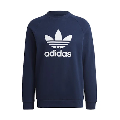 adidas Originals Solid Logo Print Long-Sleeve Sweatshirt Men’s Navy Blue HK5294