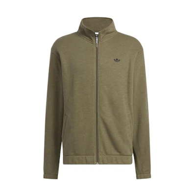 adidas Originals Solid Logo Print Stand Collar Jacket Olive Green Unisex HR9838