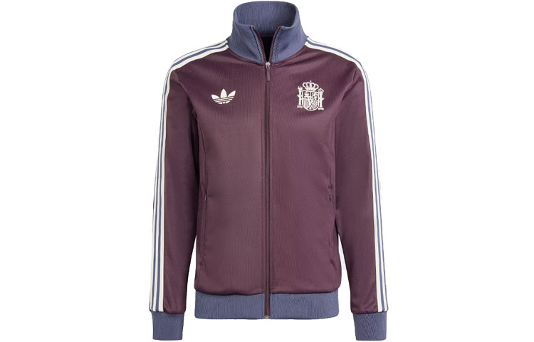 adidas Originals Spain Beckenbauer Track Top Retro Jacket  Dark Maroon Stripes. IU2136